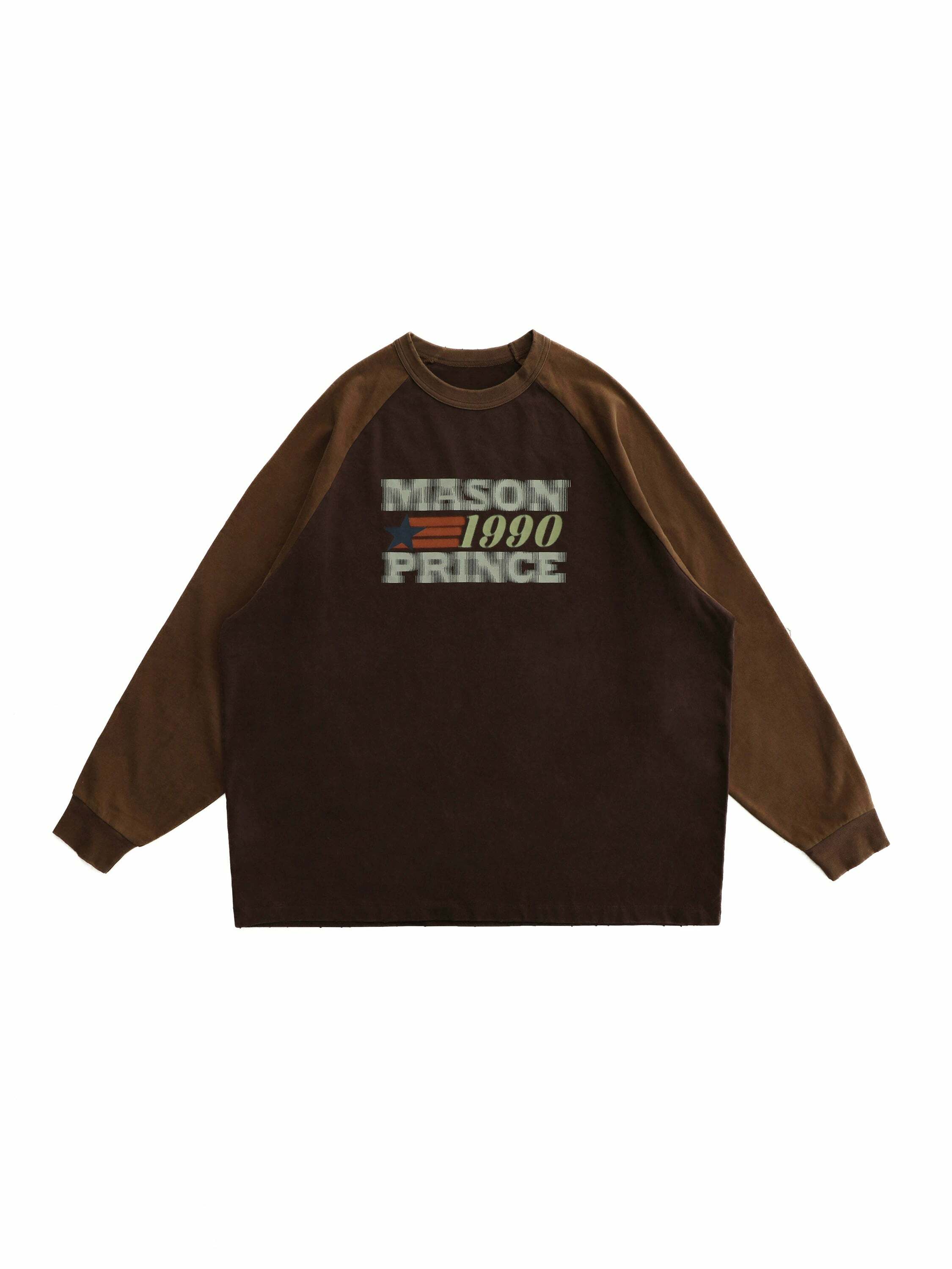 MASONPRINCE '1990' Contrast Long Sleeve - Y2K Grunge, 90s Fashion, Retro Summer & Party Outfits