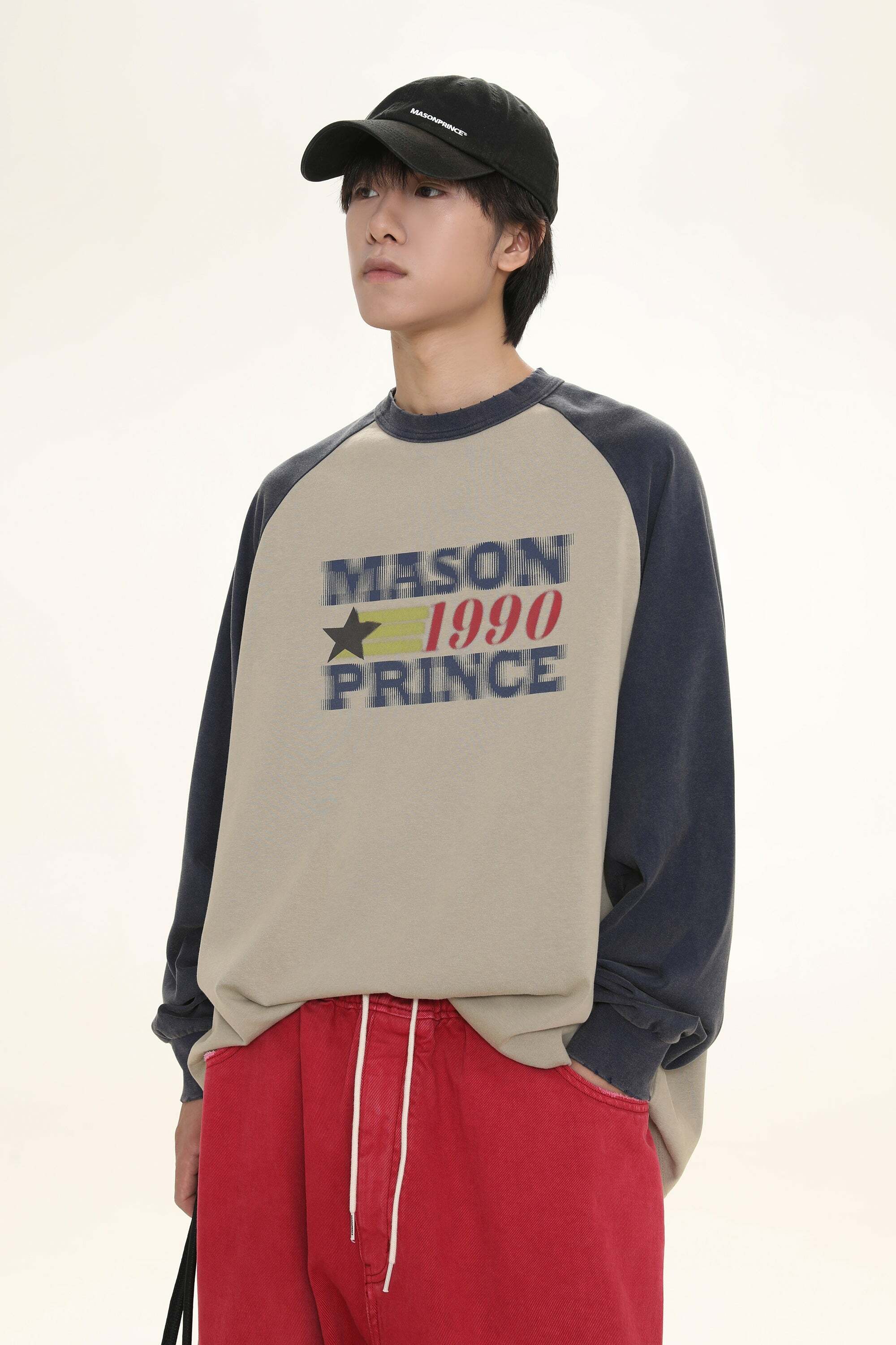 MASONPRINCE '1990' Contrast Long Sleeve - Y2K Grunge, 90s Fashion, Retro Summer Outfit
