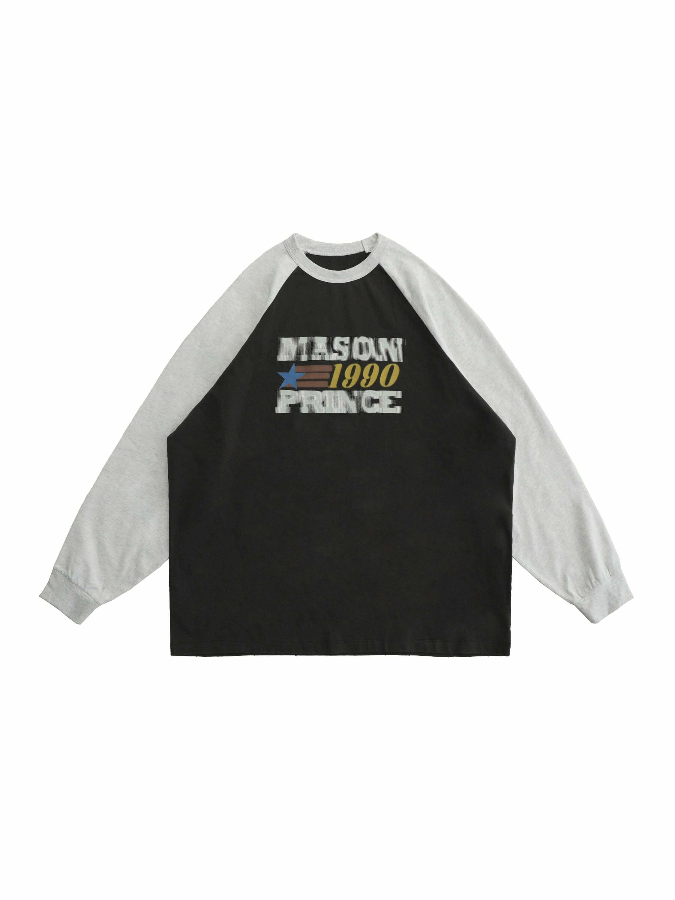 MASONPRINCE '1990' Contrast Long Sleeve - Y2K Grunge, 90s Fashion, Retro Summer Outfit