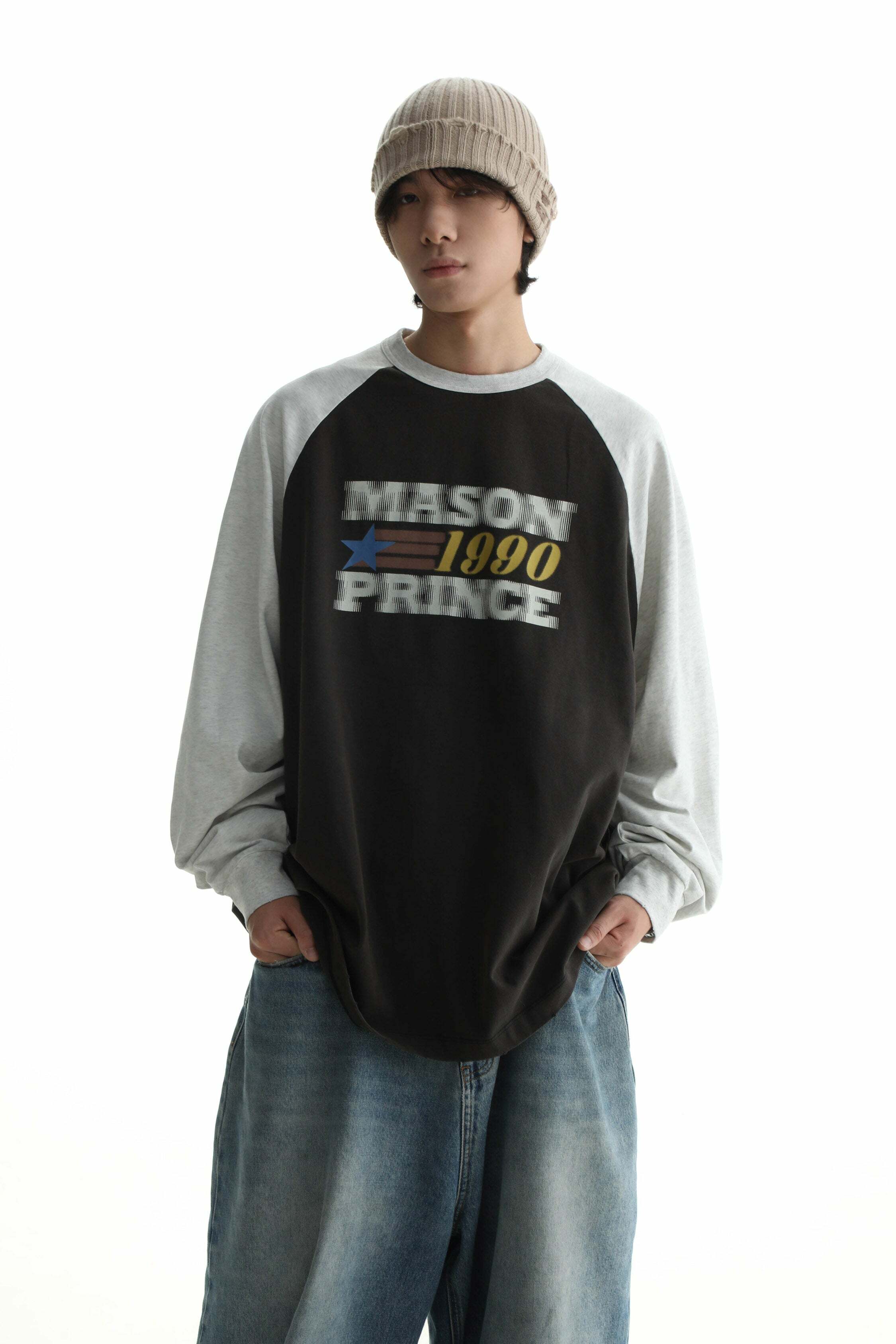 MASONPRINCE '1990' Contrast Long Sleeve - Y2K Grunge, 90s Fashion, Retro Summer Outfit