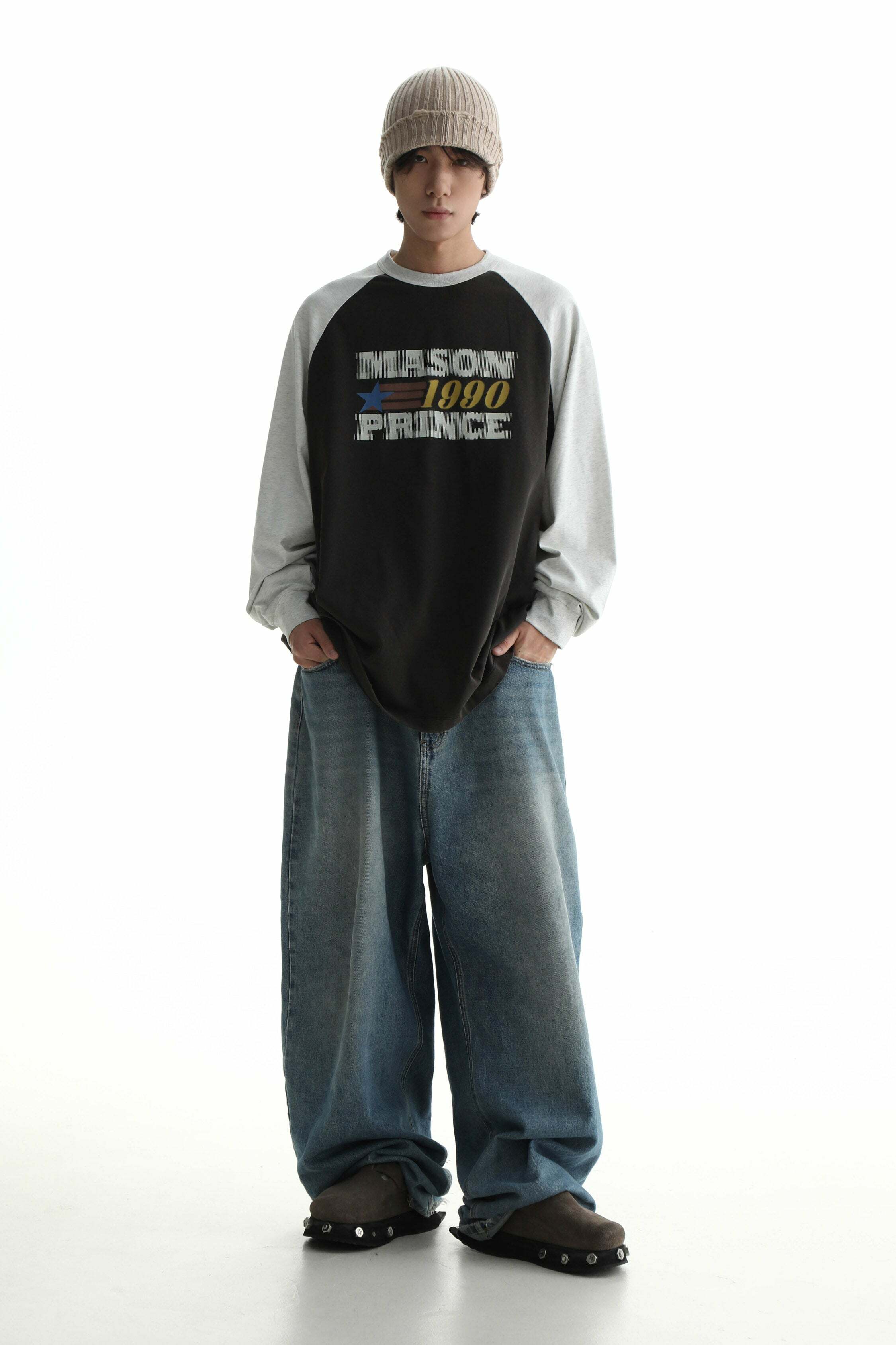 MASONPRINCE '1990' Contrast Long Sleeve - Y2K Grunge, 90s Fashion, Retro Summer Outfit