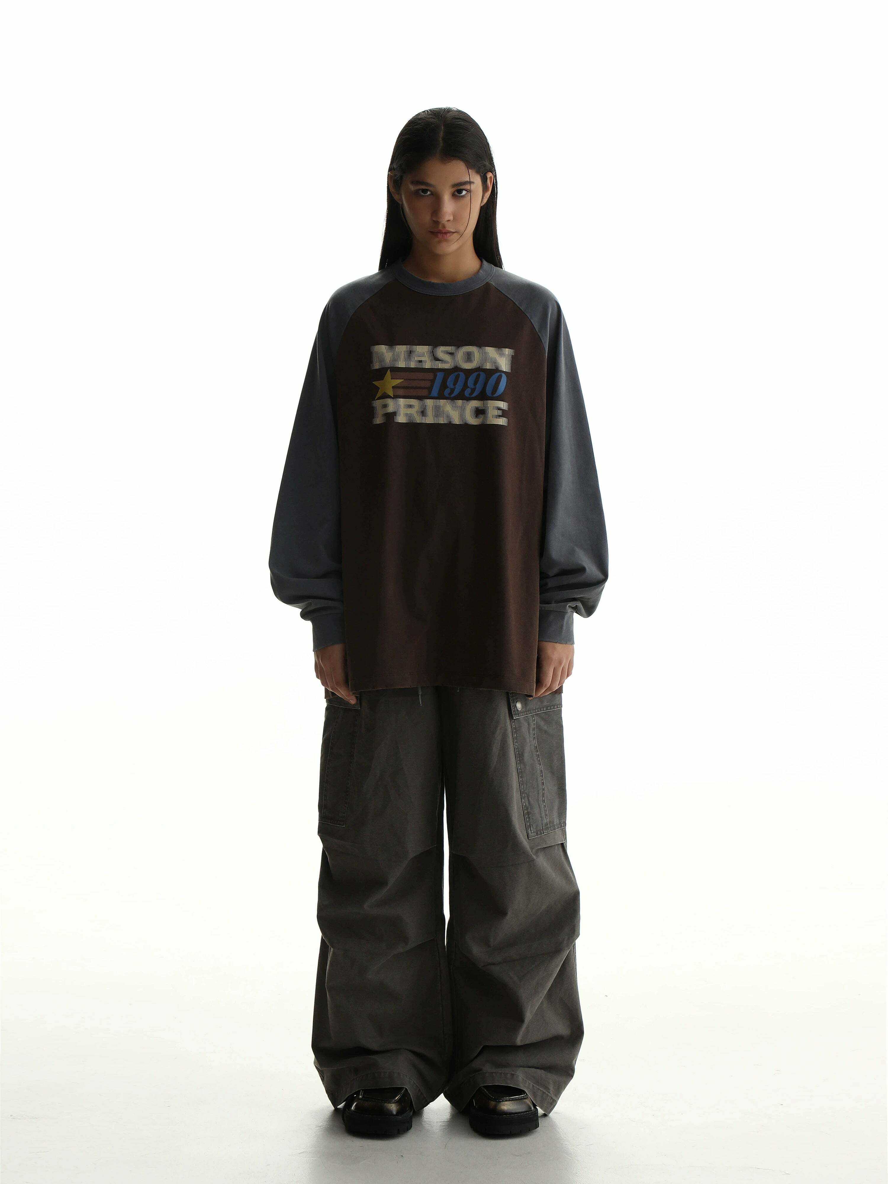 MASONPRINCE '1990' Contrast Long Sleeve - Y2K Grunge, 90s Fashion, Retro Summer Outfit