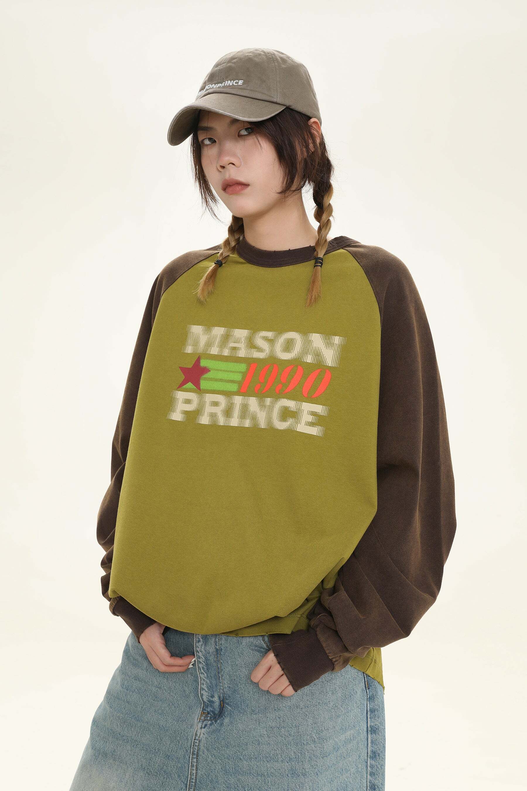 MASONPRINCE '1990' Contrast Long Sleeve - Y2K Grunge, 90s Fashion, Retro Summer Outfit