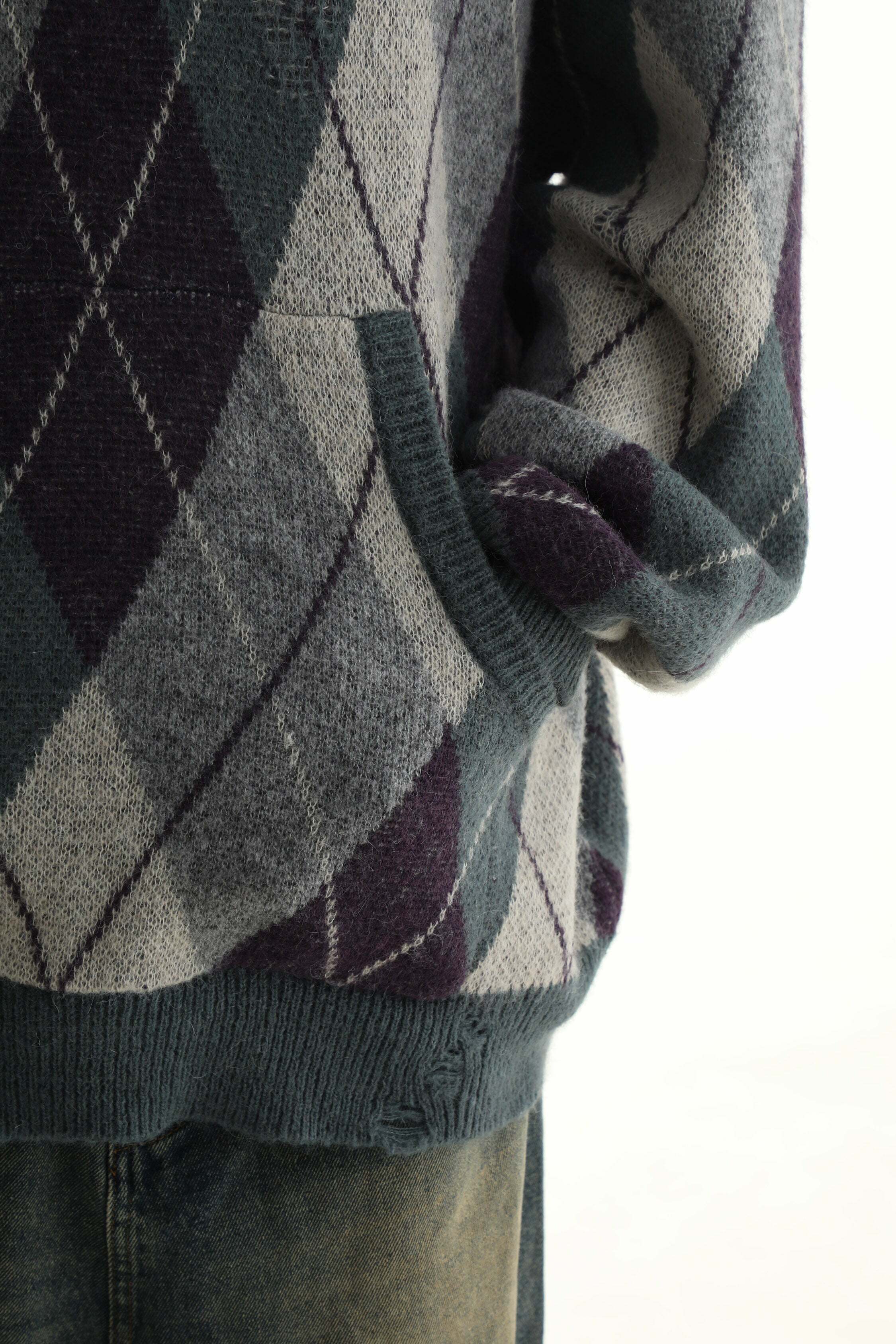 MASONPRINCE Argyle Sweater - Y2K Summer Grunge, 90s Retro, Pastel Goth, Y2K Club