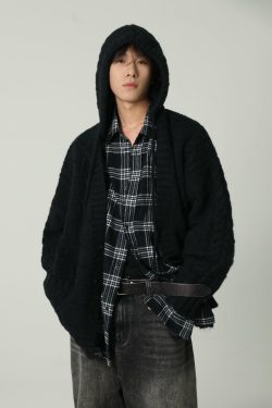 MASONPRINCE Edith Knit Hooded Cardigan - Y2K Summer Grunge, 90s Retro, Pastel Goth, Y2