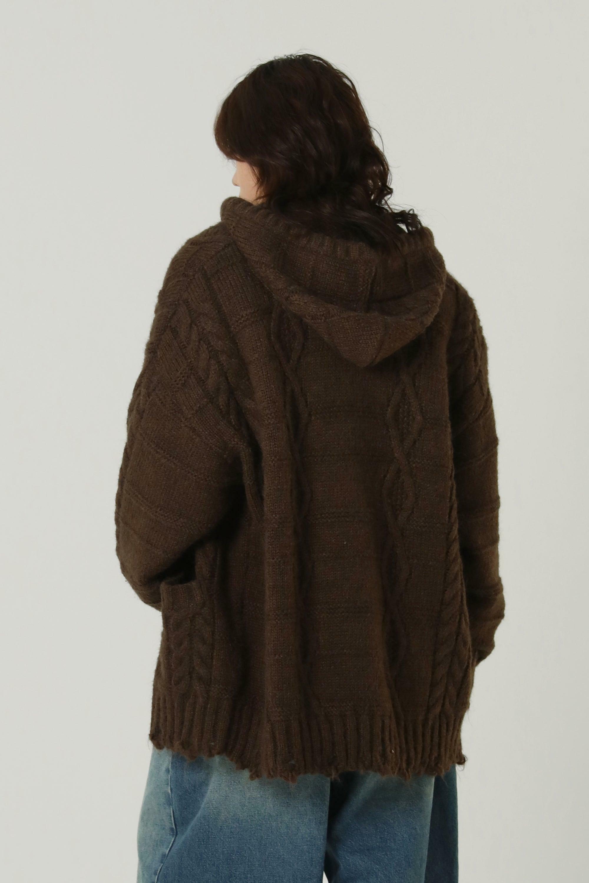 MASONPRINCE Edith Knit Hooded Cardigan - Y2K Summer Grunge, 90s Retro, Pastel Goth, Y2