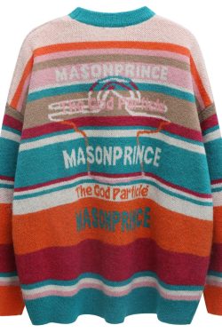 MASONPRINCE Multi-Color Alpaca Knit Sweater - Y2K Grunge, 90s Retro, Pastel Goth Fashion