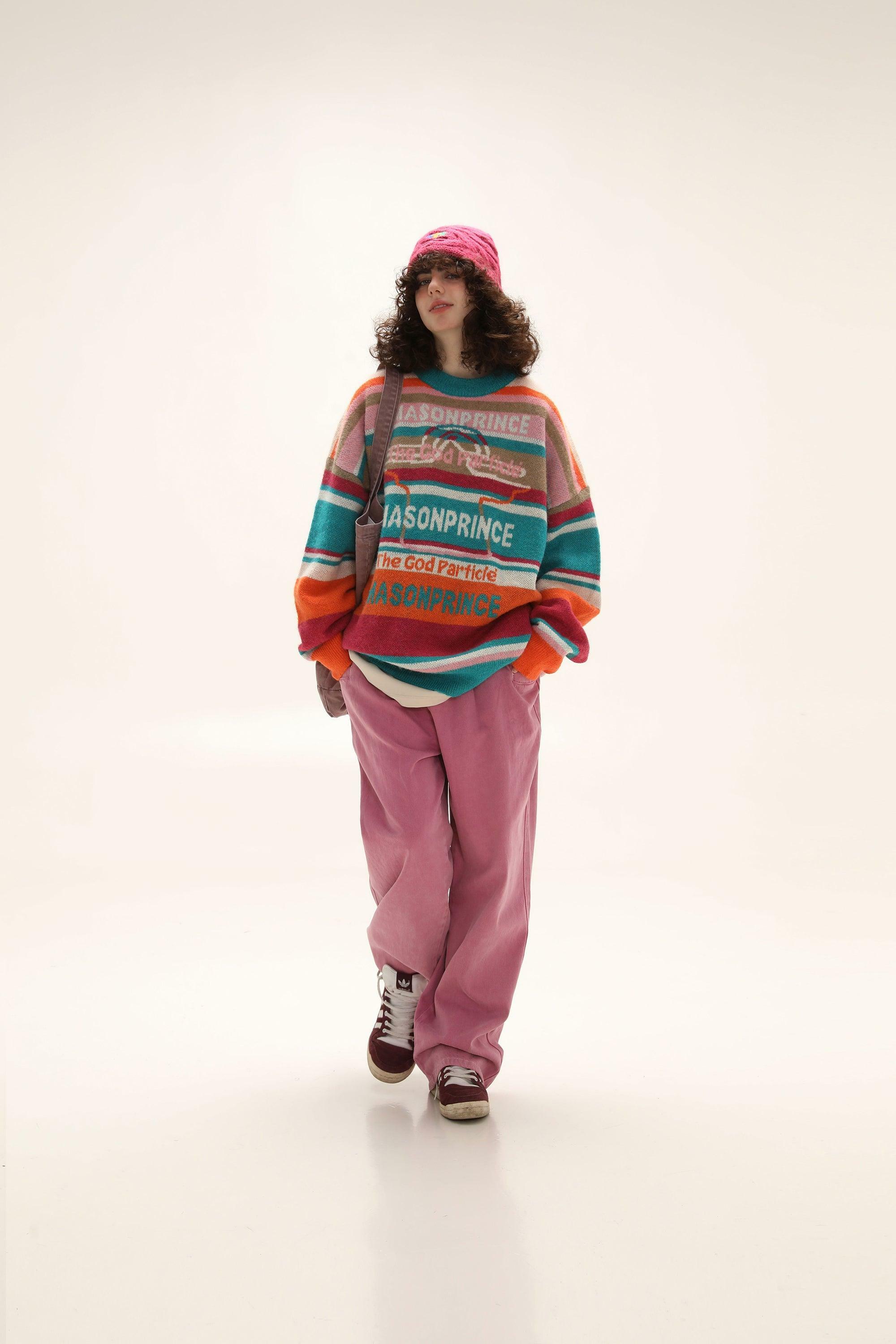 MASONPRINCE Multi-Color Alpaca Knit Sweater - Y2K Grunge, 90s Retro, Pastel Goth Fashion