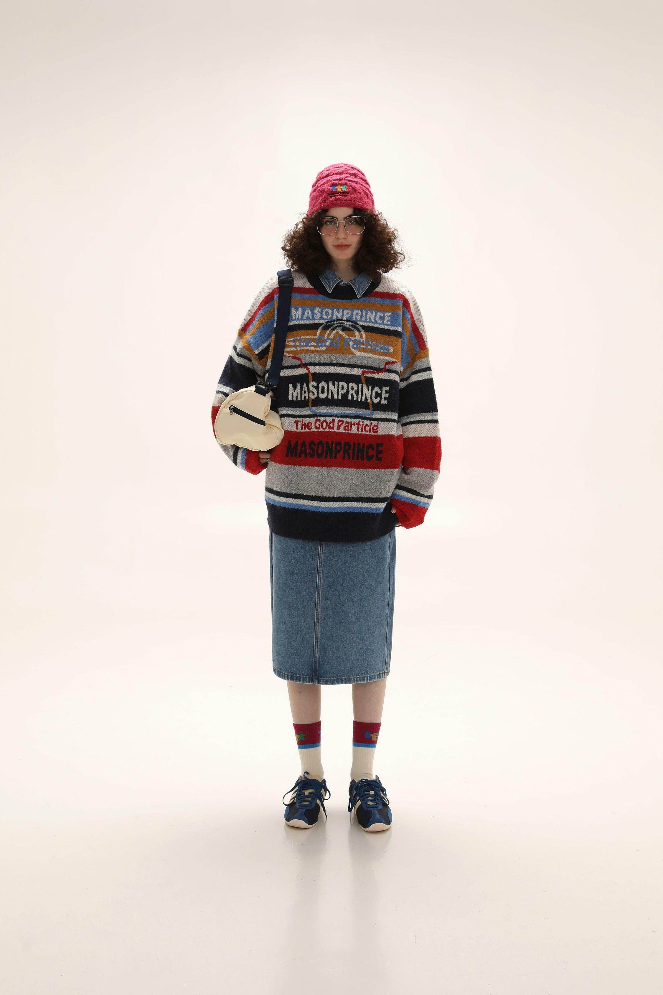 MASONPRINCE Multi-Color Alpaca Knit Sweater - Y2K Grunge, 90s Retro, Pastel Goth Fashion