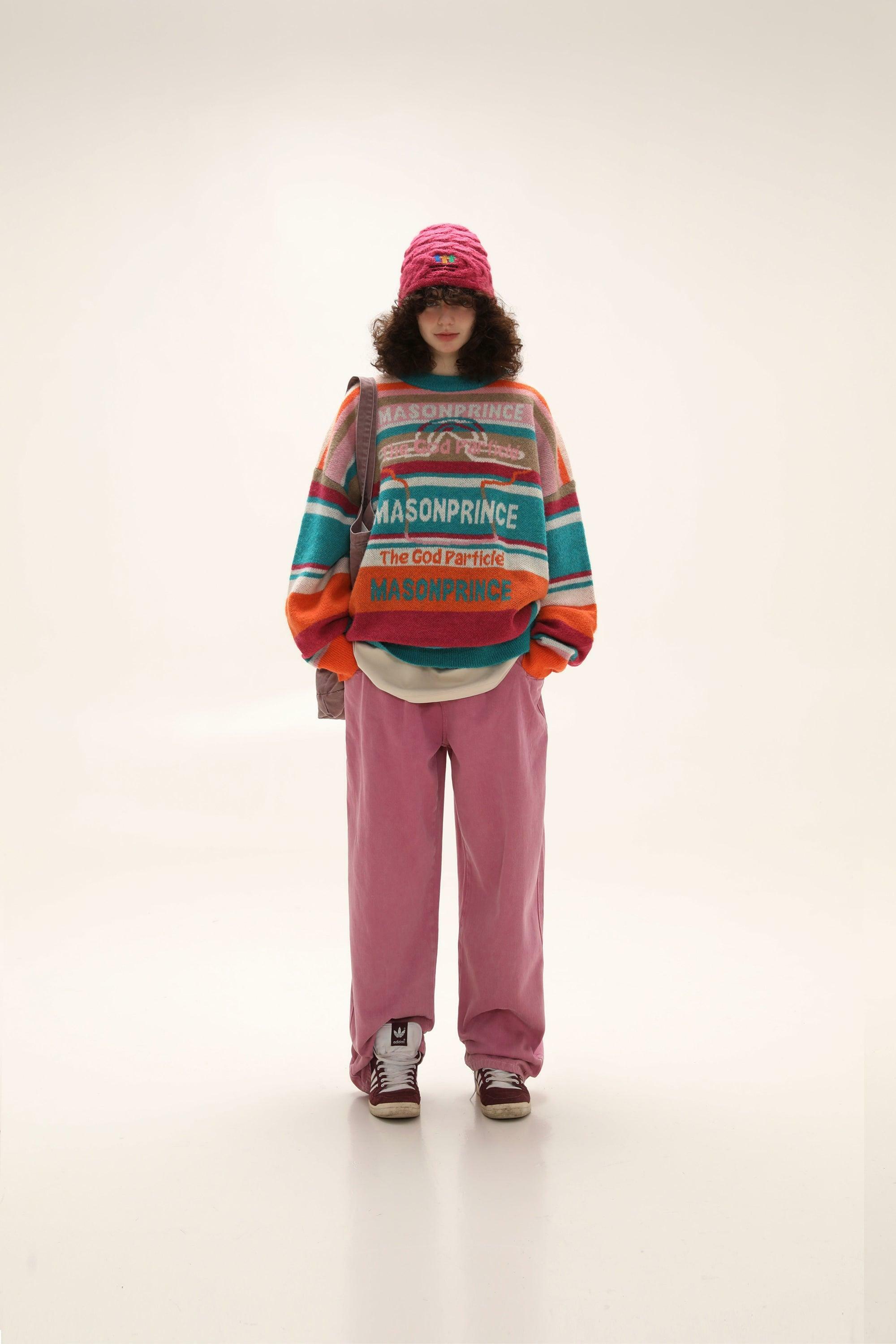 MASONPRINCE Multi-Color Alpaca Knit Sweater - Y2K Grunge, 90s Retro, Pastel Goth Fashion