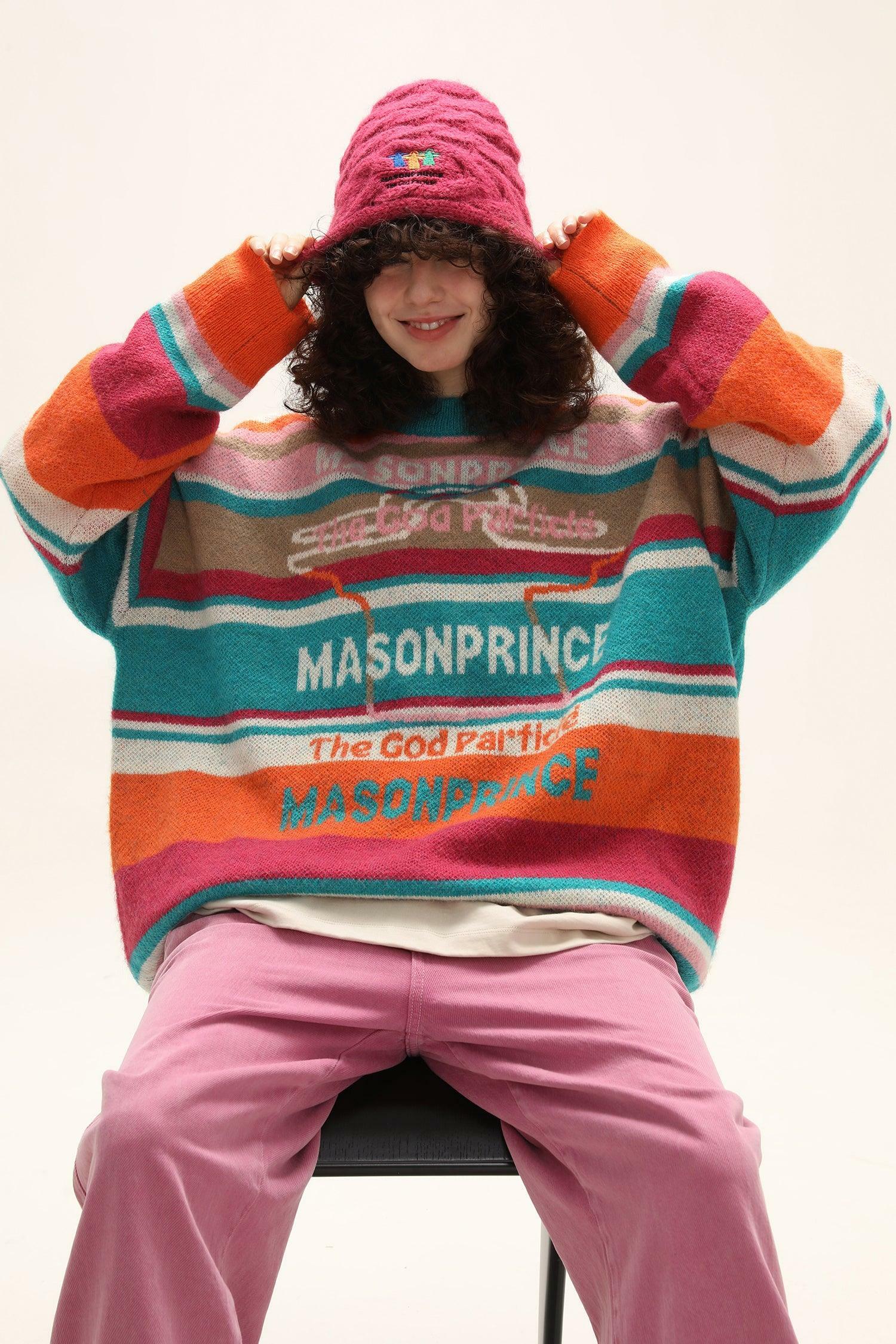MASONPRINCE Multi-Color Alpaca Knit Sweater - Y2K Grunge, 90s Retro, Pastel Goth Fashion