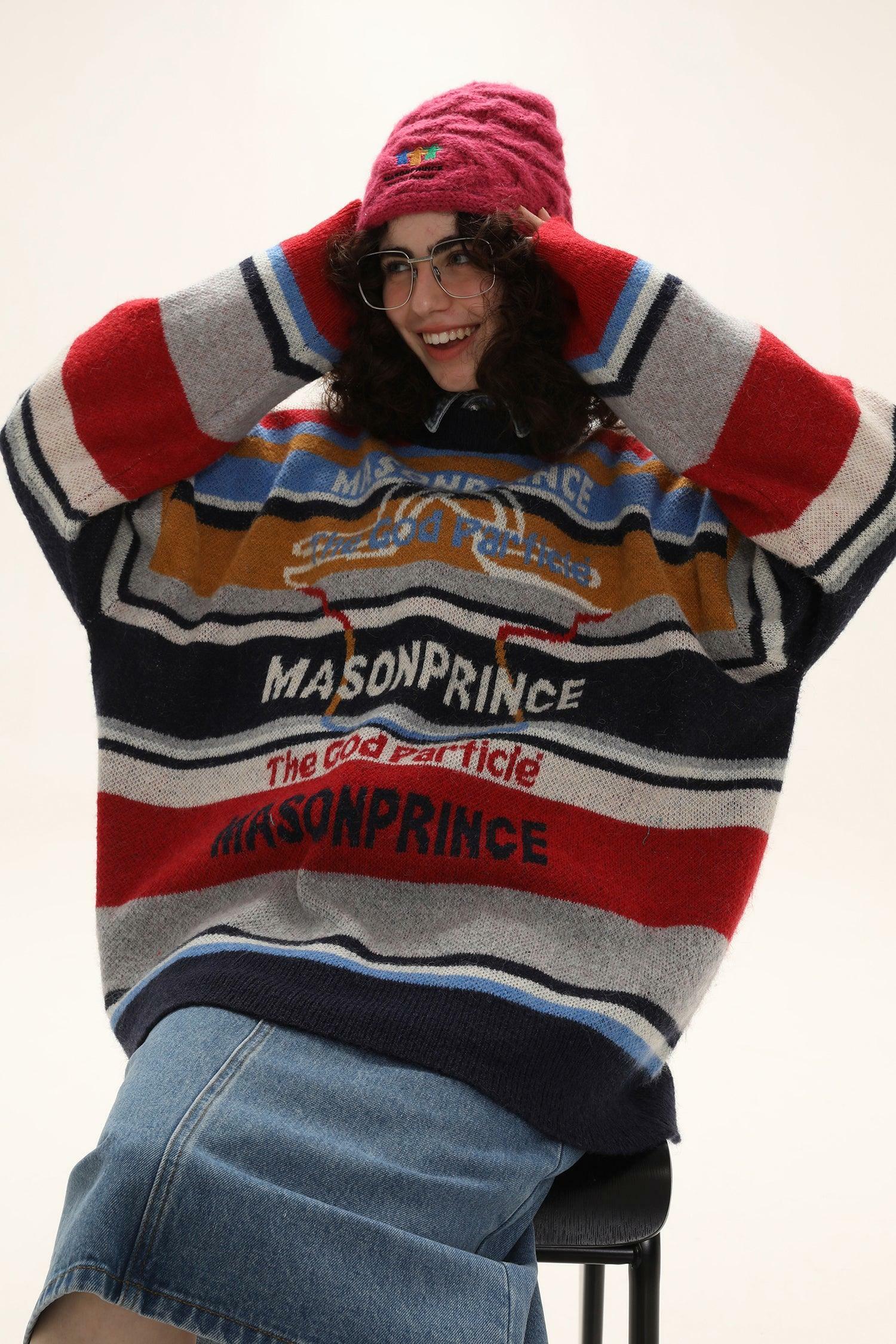 MASONPRINCE Multi-Color Alpaca Knit Sweater - Y2K Grunge, 90s Retro, Pastel Goth Fashion
