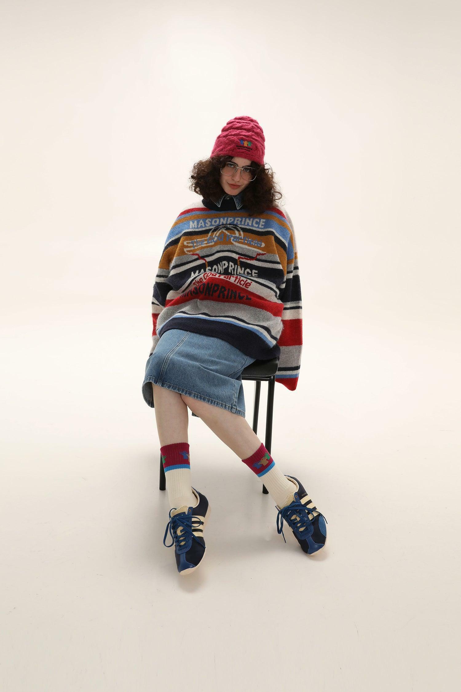 MASONPRINCE Multi-Color Alpaca Knit Sweater - Y2K Grunge, 90s Retro, Pastel Goth Fashion