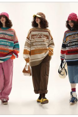 MASONPRINCE Multi-Color Alpaca Knit Sweater - Y2K Grunge, 90s Retro, Pastel Goth Fashion