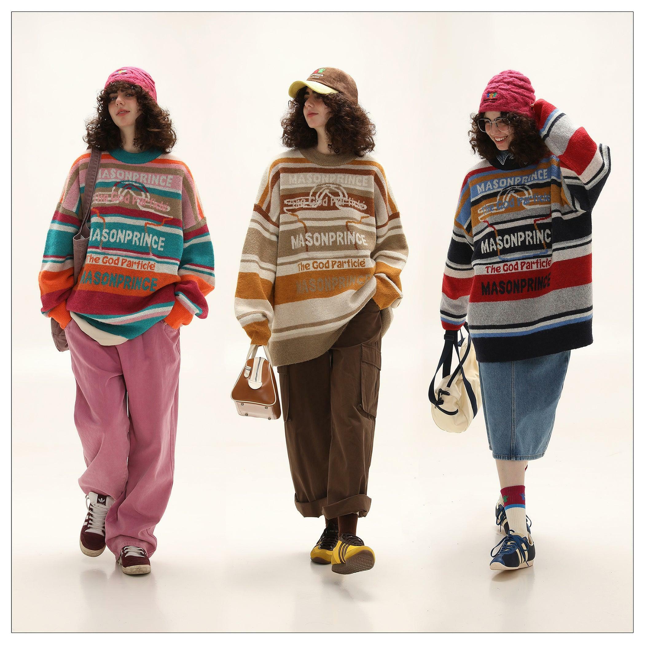 MASONPRINCE Multi-Color Alpaca Knit Sweater - Y2K Grunge, 90s Retro, Pastel Goth Fashion