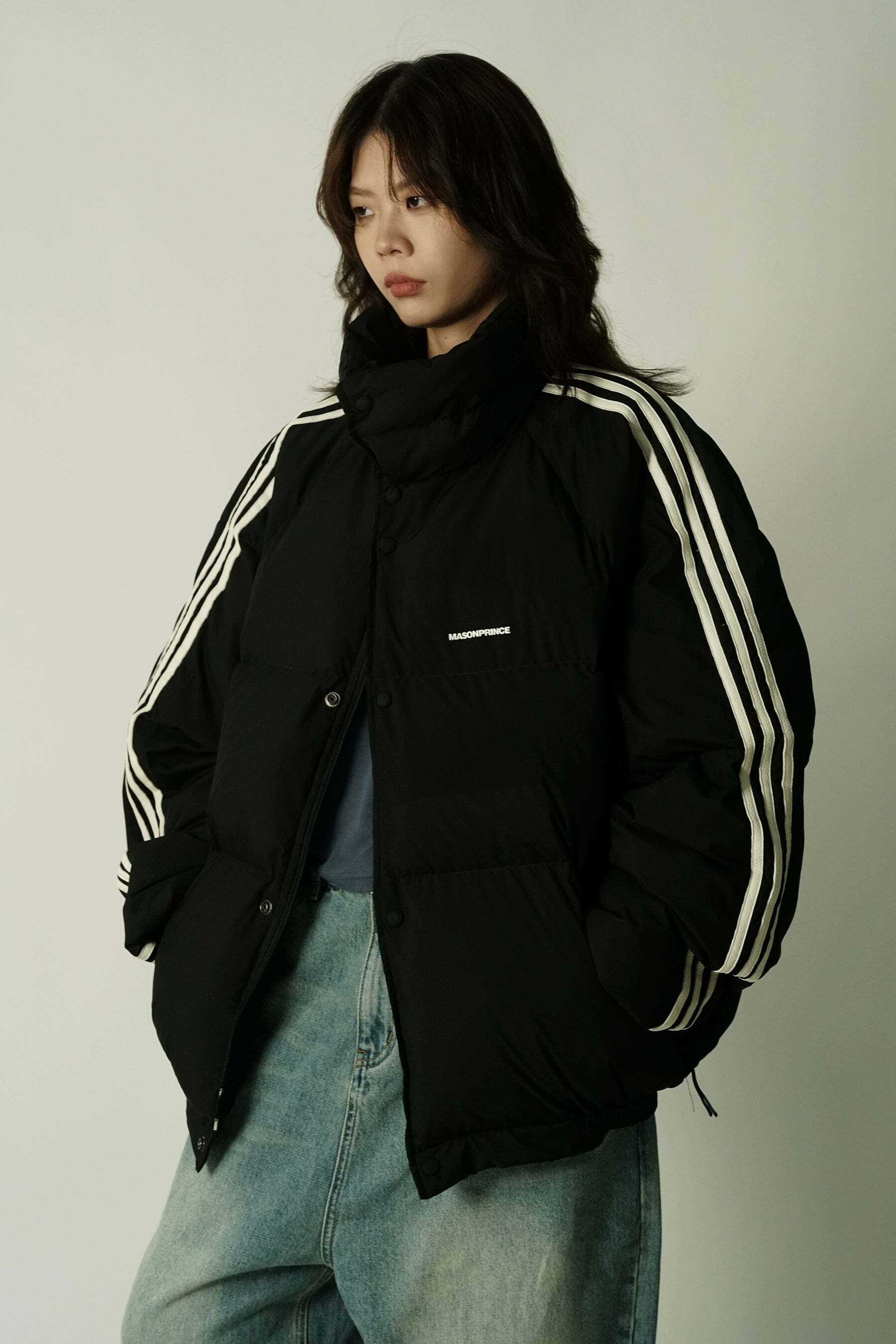 MASONPRINCE Striped Puffer Jacket - Y2K Grunge, 90s Retro, Summer Outfits, Pastel Goth Fashion