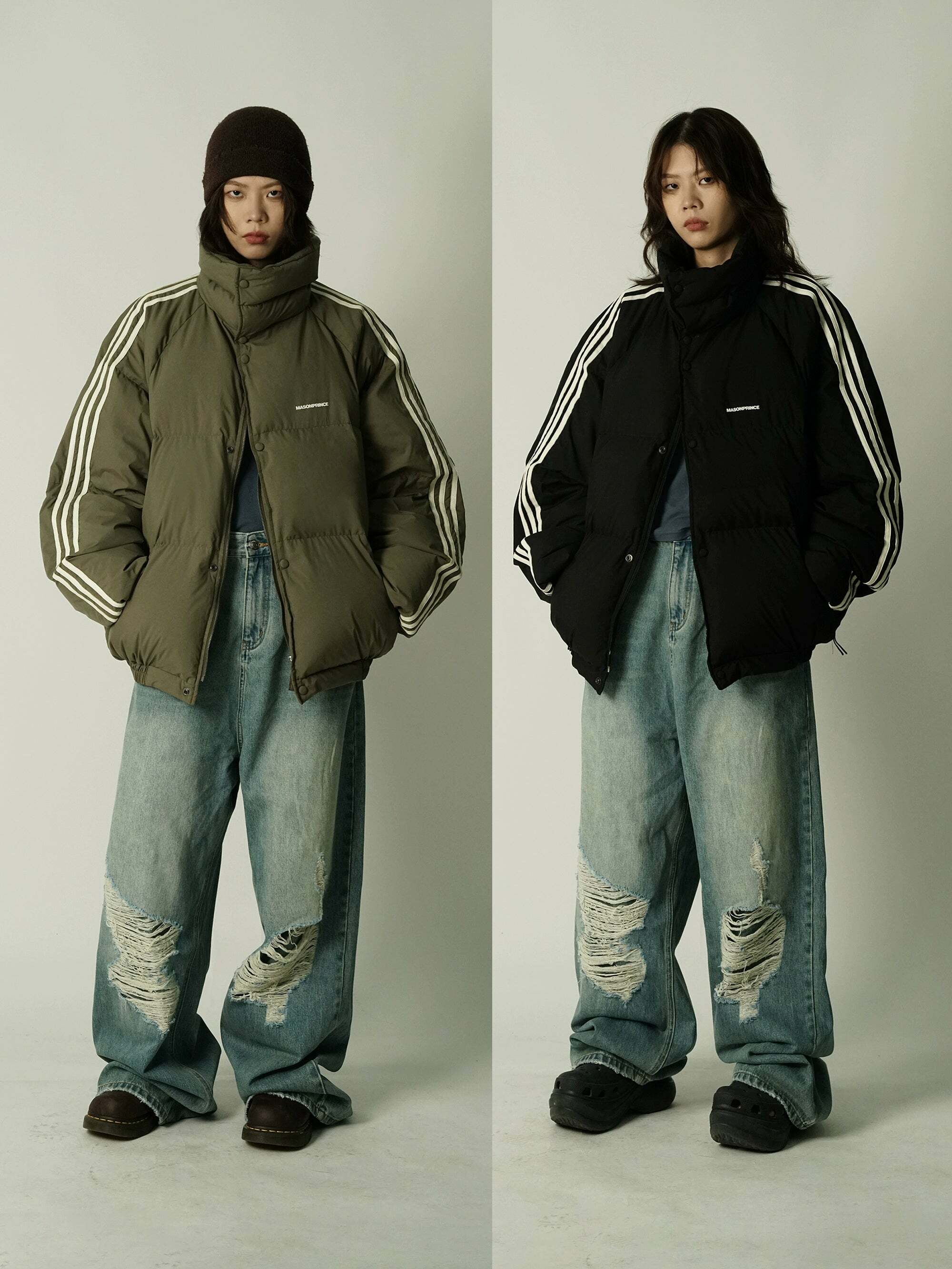 MASONPRINCE Striped Puffer Jacket - Y2K Grunge, 90s Retro, Summer Outfits, Pastel Goth Fashion