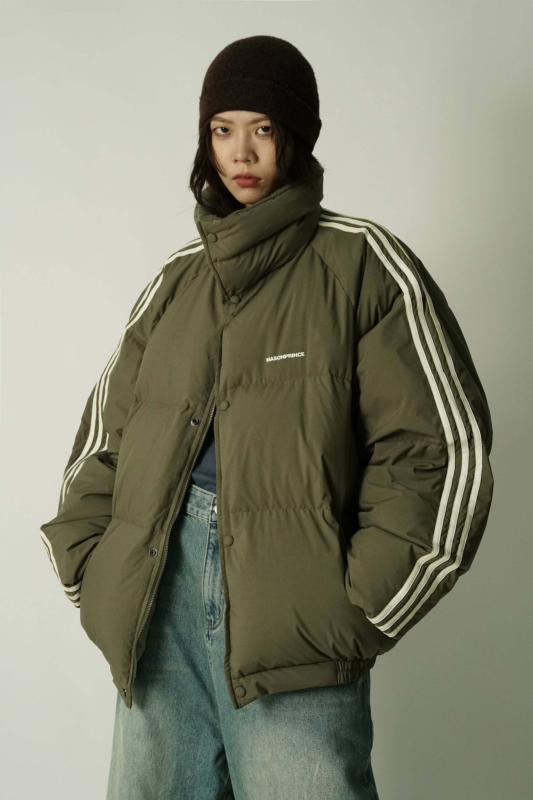 MASONPRINCE Striped Puffer Jacket - Y2K Grunge, 90s Retro, Summer Outfits, Pastel Goth Fashion