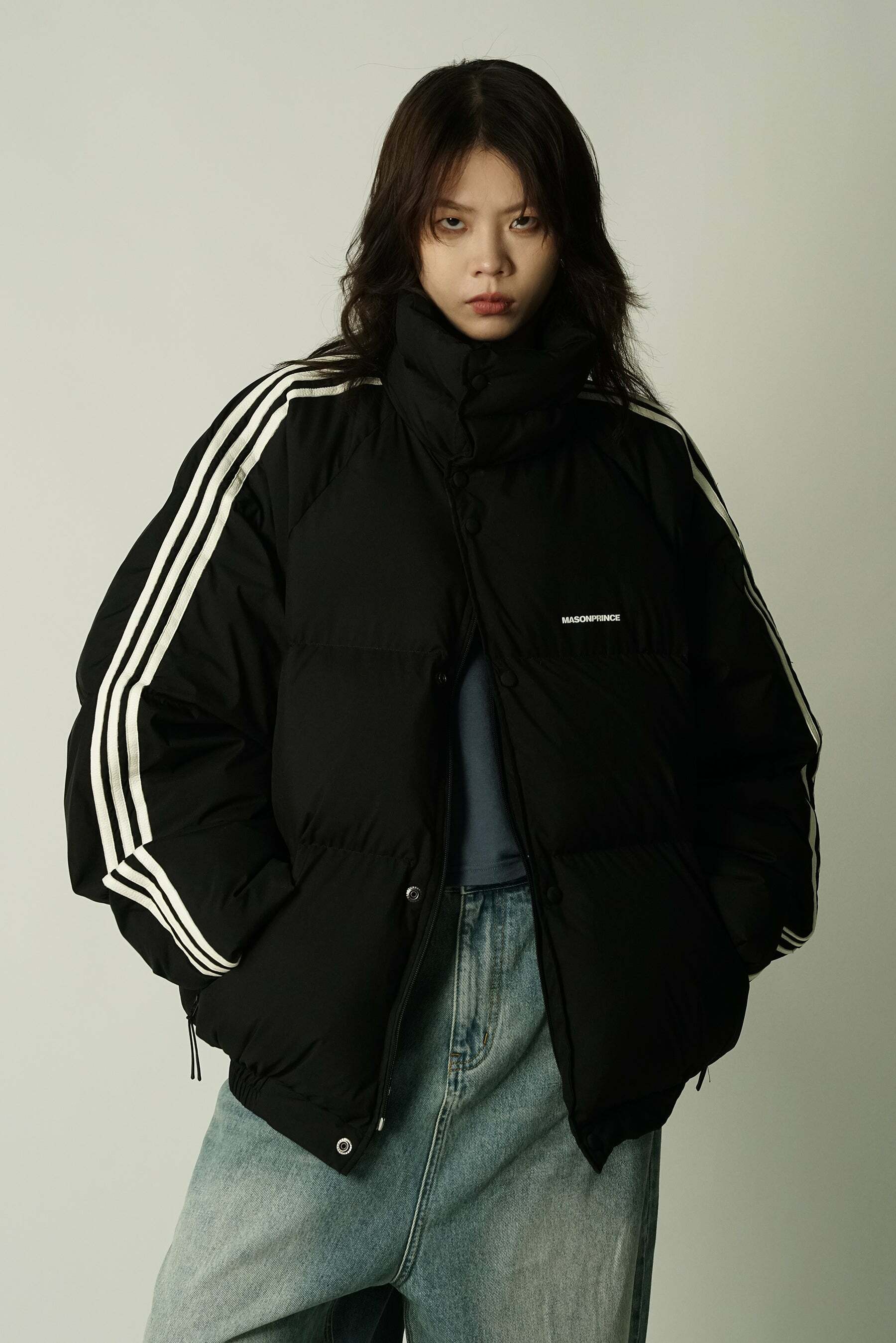 MASONPRINCE Striped Puffer Jacket - Y2K Grunge, 90s Retro, Summer Outfits, Pastel Goth Fashion
