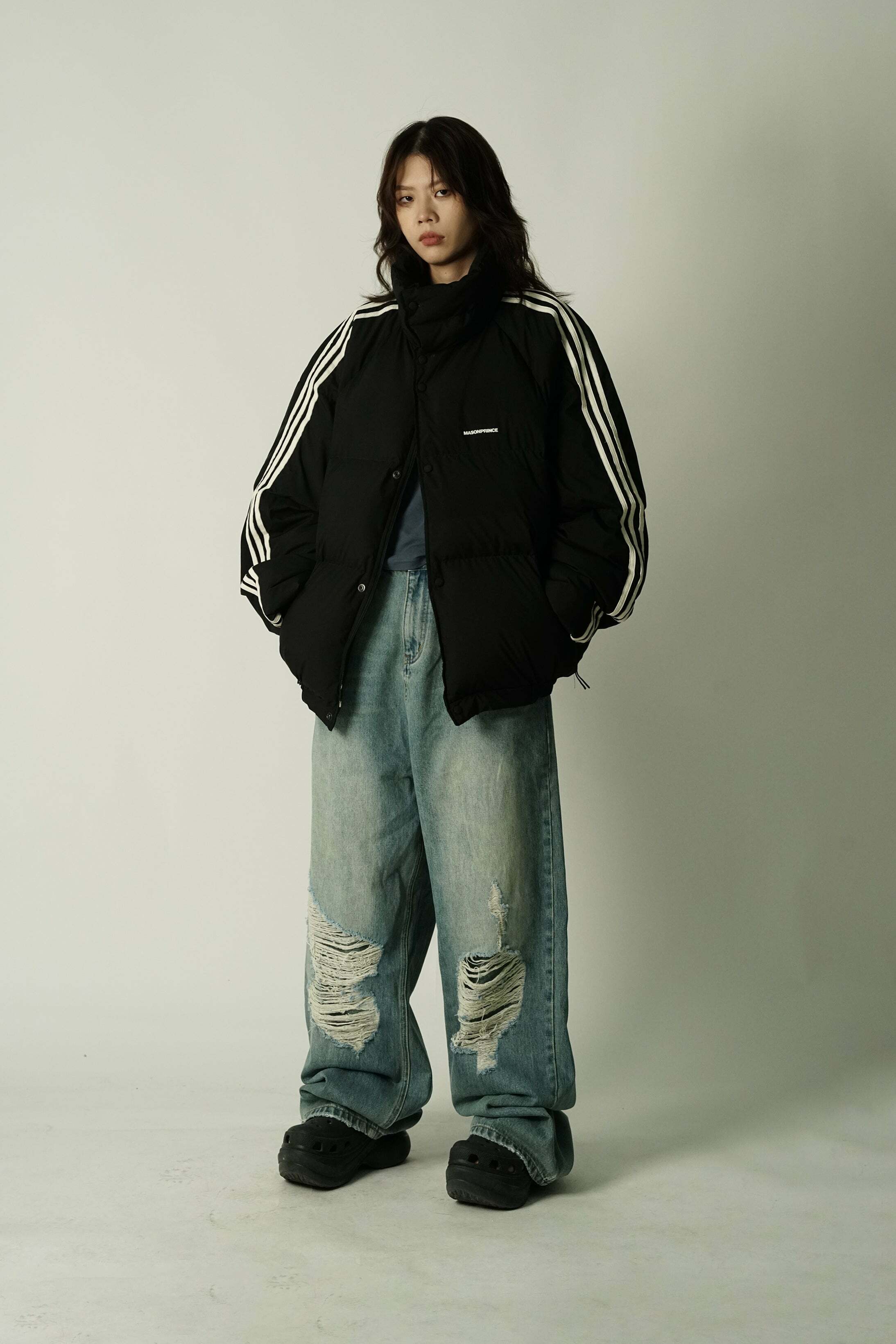 MASONPRINCE Striped Puffer Jacket - Y2K Grunge, 90s Retro, Summer Outfits, Pastel Goth Fashion