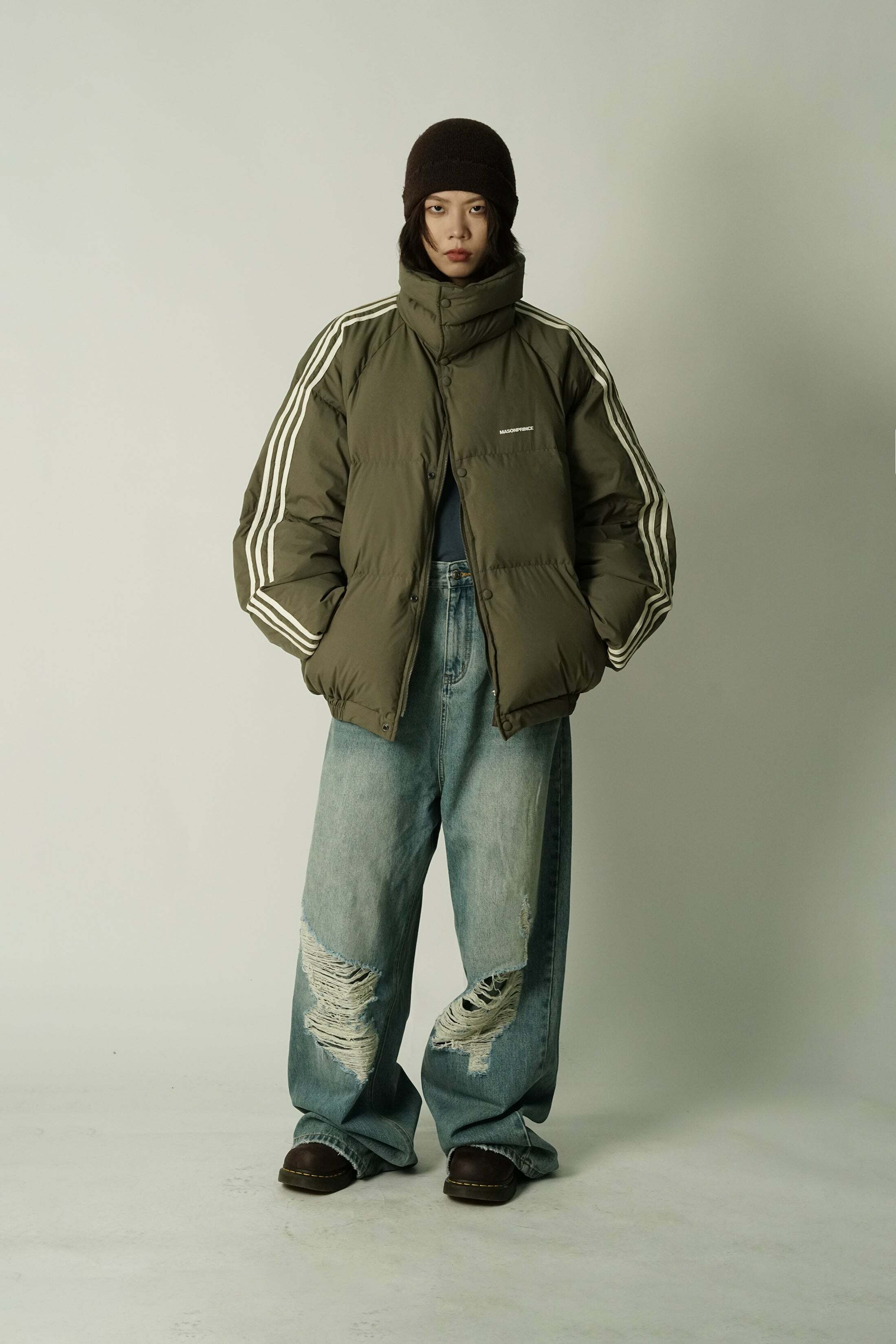 MASONPRINCE Striped Puffer Jacket - Y2K Grunge, 90s Retro, Summer Outfits, Pastel Goth Fashion