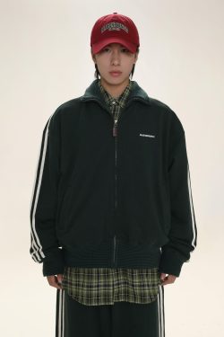 MASONPRINCE Y2K Grunge Track Jacket - 90s Retro Summer Outfit, Gothic Y2K Fashion