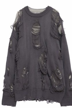 MaxDstr Ripped Grunge Sweater - Y2K Summer, 90s Fashion, Gothic Y2K, Retro Style, Y2