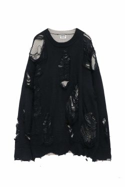 MaxDstr Ripped Grunge Sweater - Y2K Summer, 90s Fashion, Gothic Y2K, Retro Style, Y2