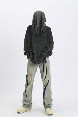 MaxDstr Scratch Ripped Jeans - Y2K Summer Grunge, 90s Retro, Hip Hop Fashion, Y2K Club Outfits
