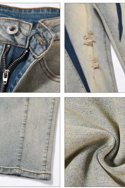 MaxDstr Scratch Ripped Jeans - Y2K Summer Grunge, 90s Retro, Hip Hop Fashion, Y2K Club Outfits