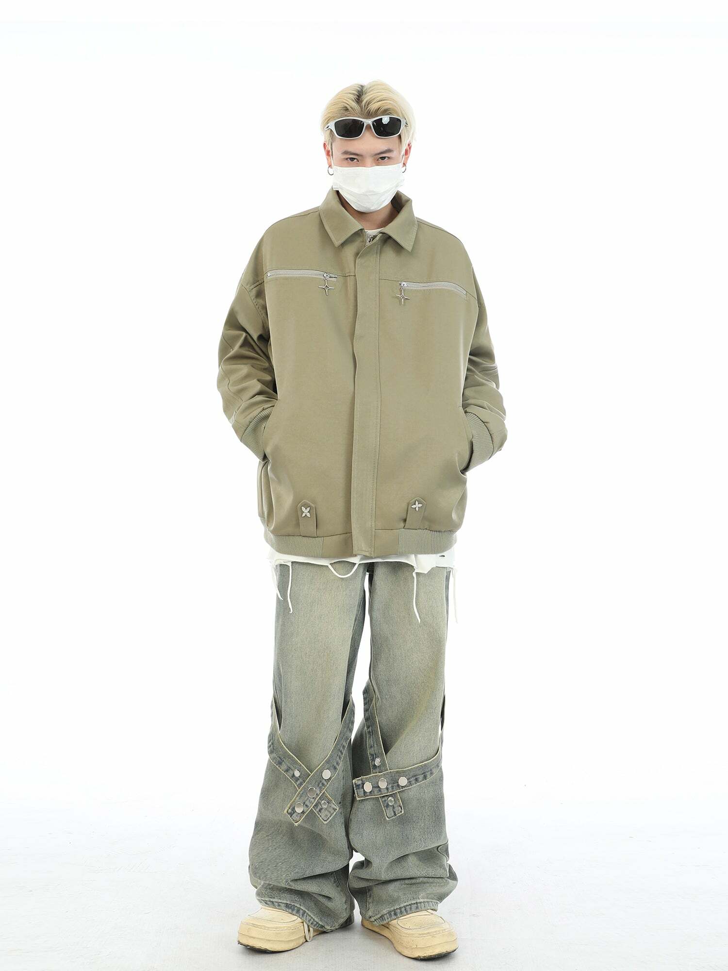 MaxDstr Star Zipped Work Jacket - Y2K Summer, 90s Grunge, Retro Style, Y2K Club & Party Out
