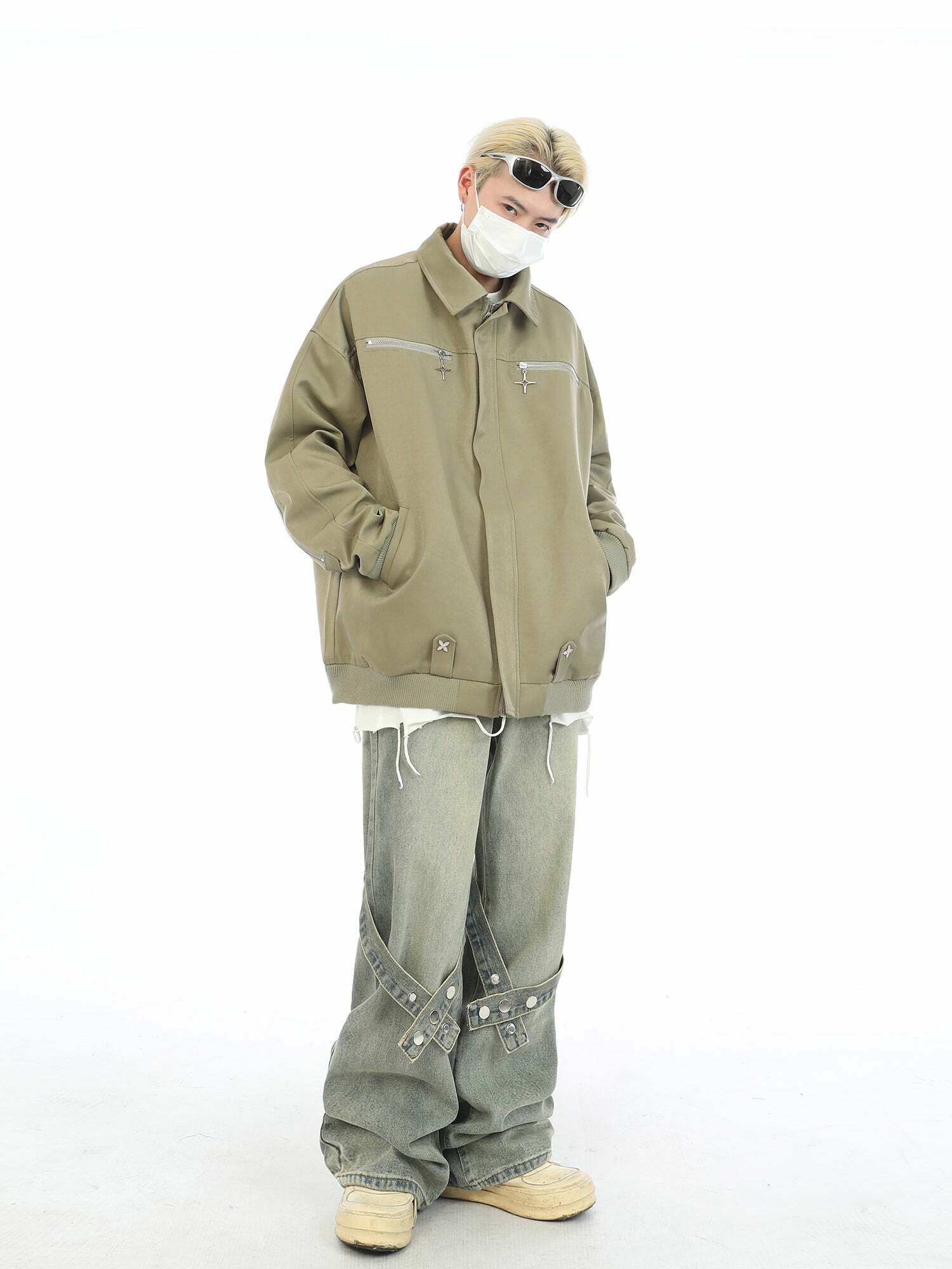 MaxDstr Star Zipped Work Jacket - Y2K Summer, 90s Grunge, Retro Style, Y2K Club & Party Out