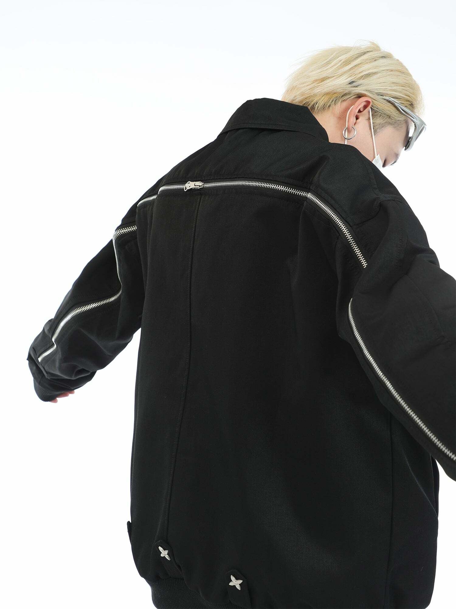 MaxDstr Star Zipped Work Jacket - Y2K Summer, 90s Grunge, Retro Style, Y2K Club & Party Out