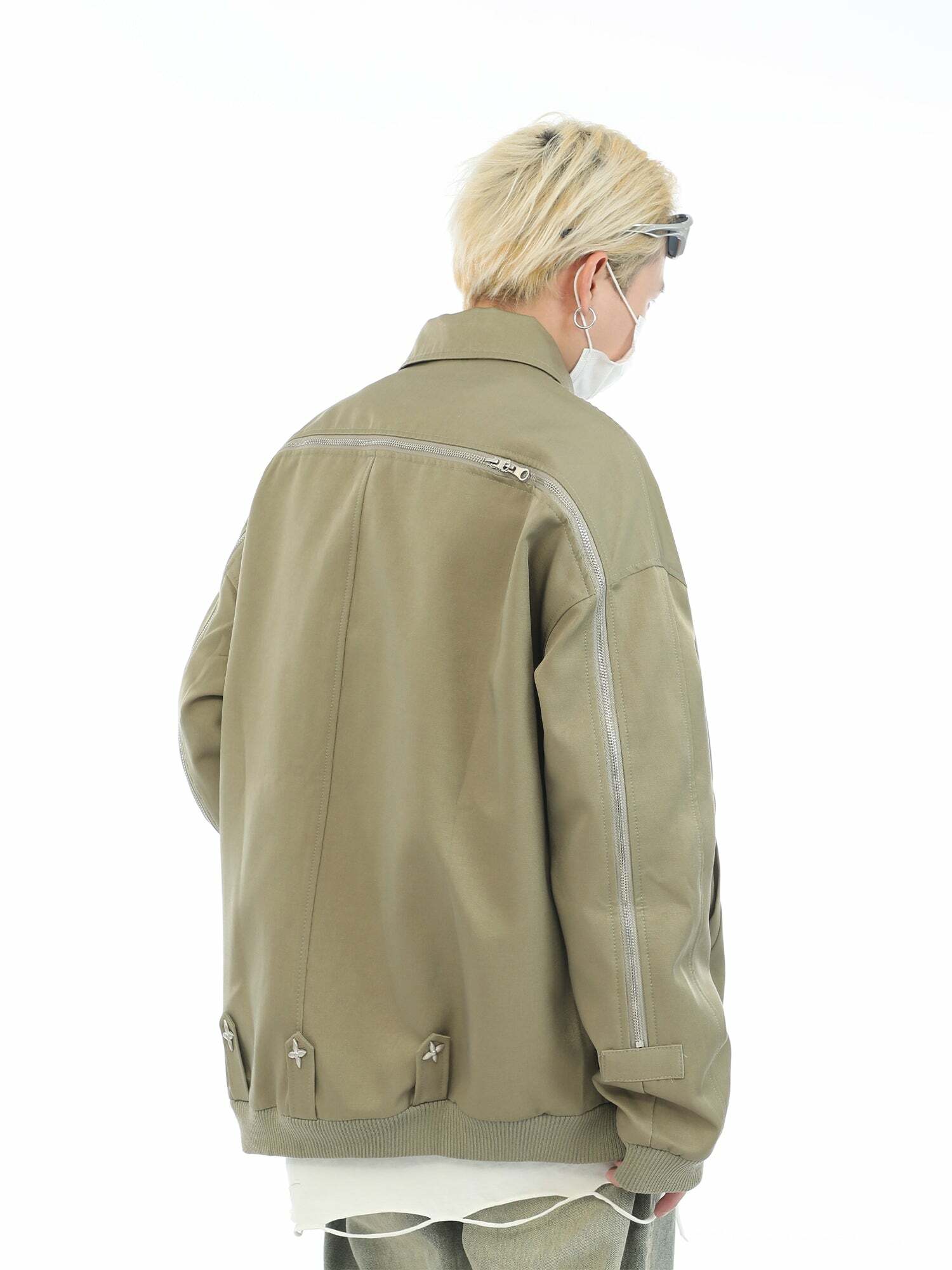 MaxDstr Star Zipped Work Jacket - Y2K Summer, 90s Grunge, Retro Style, Y2K Club & Party Out
