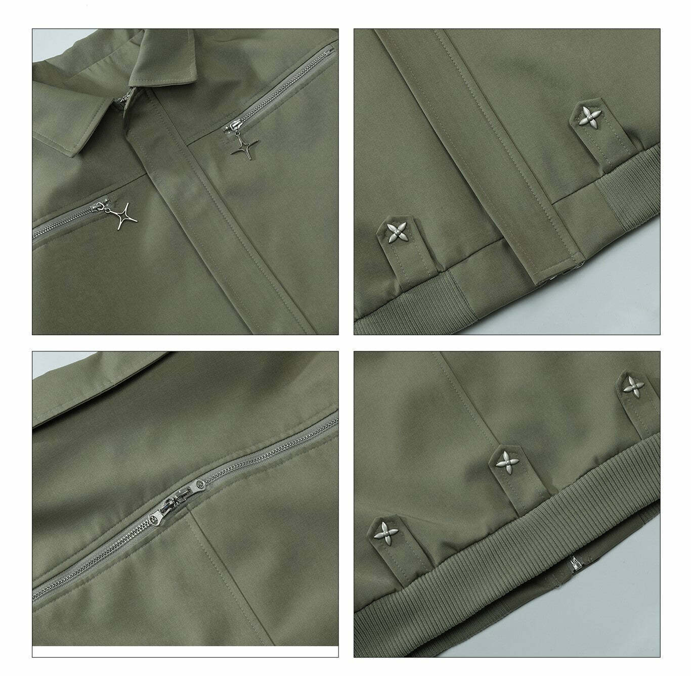 MaxDstr Star Zipped Work Jacket - Y2K Summer, 90s Grunge, Retro Style, Y2K Club & Party Out