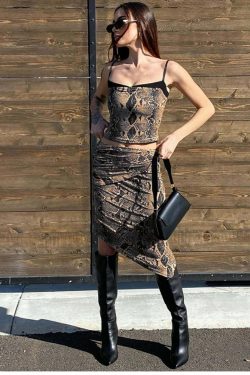 Maya Retro Printed Skirt Set - Y2K Summer Outfits, 90s Fashion, Grunge, Pastel Goth, Y2K