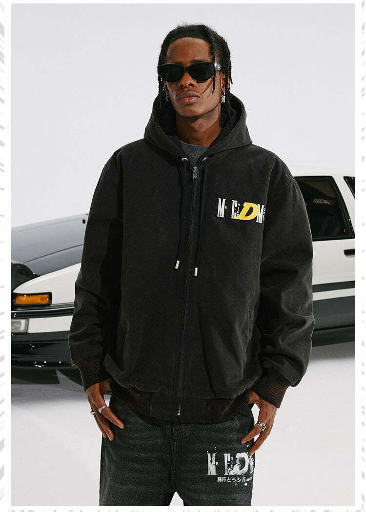 MEDM 'Drifted' Washed Hoodie - Y2K Grunge, 90s Retro, Summer Outfits, Pastel Goth,