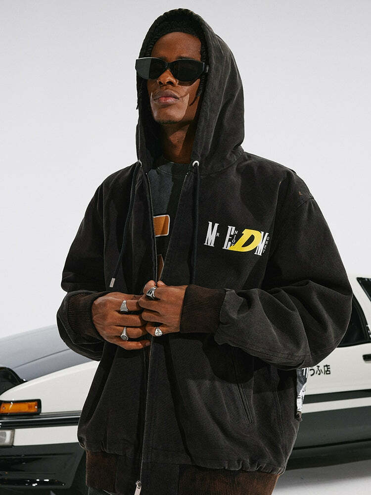MEDM 'Drifted' Washed Hoodie - Y2K Grunge, 90s Retro, Summer Outfits, Pastel Goth,