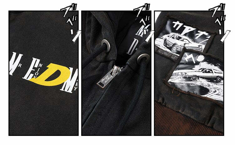 MEDM 'Drifted' Washed Hoodie - Y2K Grunge, 90s Retro, Summer Outfits, Pastel Goth,