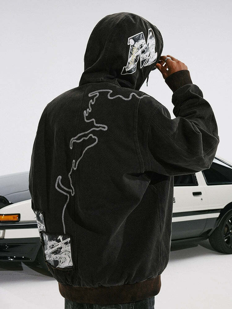 MEDM 'Drifted' Washed Hoodie - Y2K Grunge, 90s Retro, Summer Outfits, Pastel Goth,