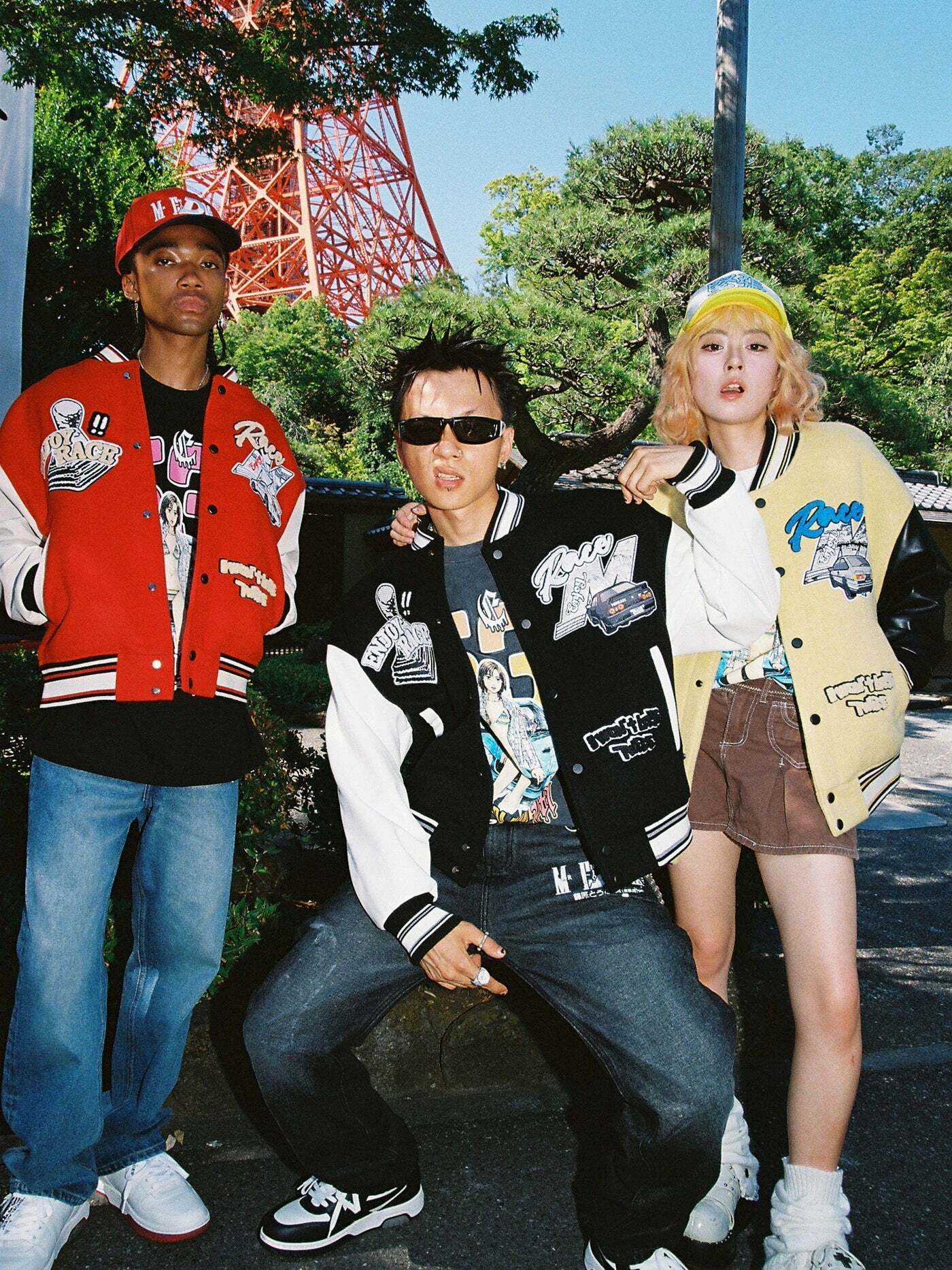 MEDM 'Enjoy the Race' Varsity Jacket - Y2K Summer, 90s Grunge, Retro Hip Hop Fashion