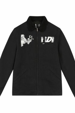 MEDM Fast Lane 86 Embroidered Jacket - Y2K Summer, 90s Grunge, Retro Hip Hop Fashion