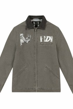 MEDM Fast Lane 86 Embroidered Jacket - Y2K Summer, 90s Grunge, Retro Hip Hop Fashion