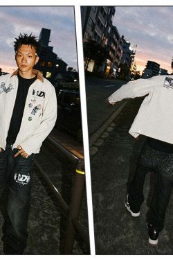 MEDM Fast Lane 86 Embroidered Jacket - Y2K Summer, 90s Grunge, Retro Hip Hop Fashion