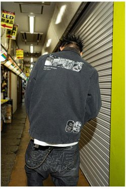 MEDM Fast Lane 86 Embroidered Jacket - Y2K Summer, 90s Grunge, Retro Hip Hop Fashion