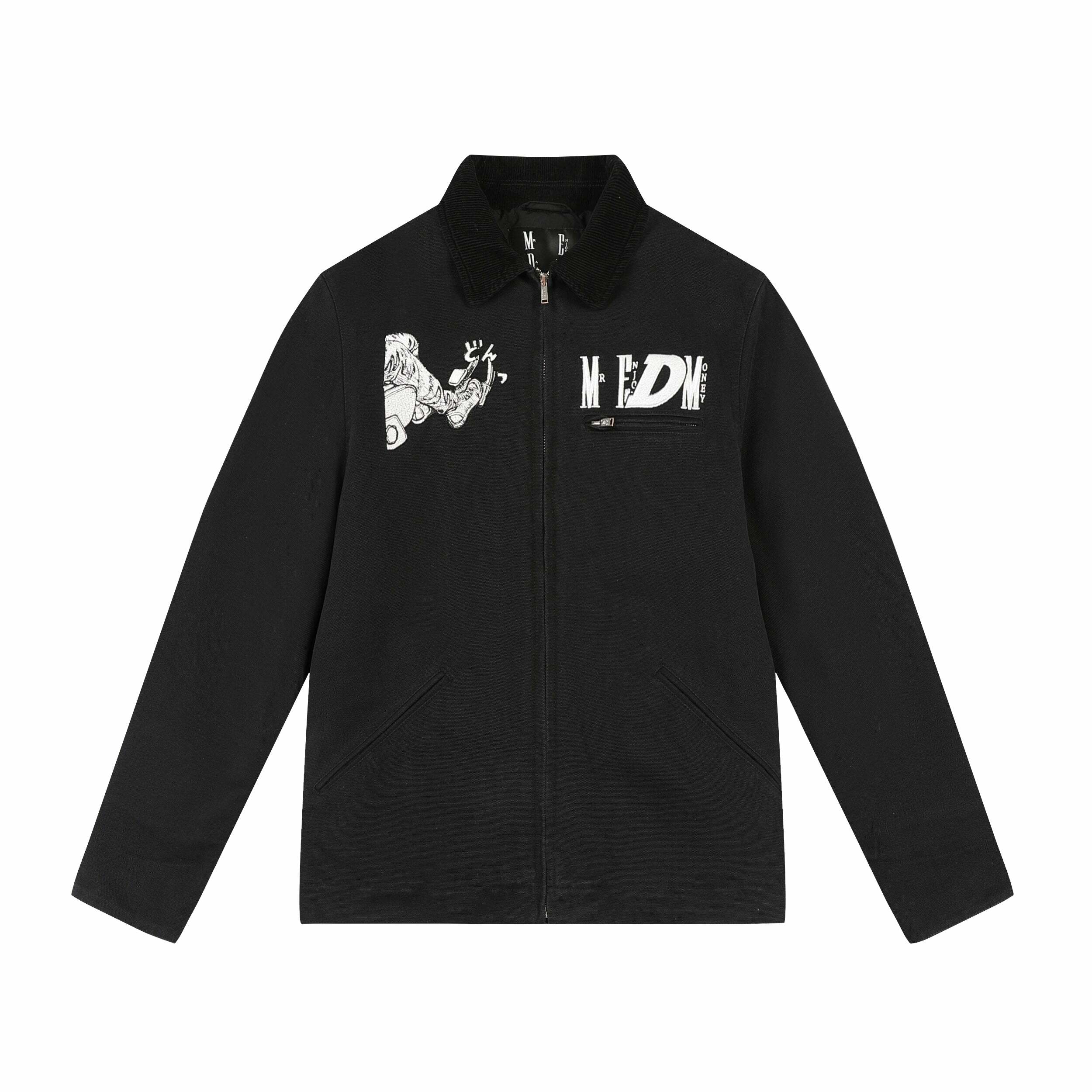 MEDM Fast Lane 86 Embroidered Jacket - Y2K Summer, 90s Grunge, Retro Hip Hop Fashion