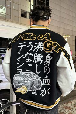 MEDM GTR Varsity Jacket - Y2K Summer Grunge, 90s Retro, Pastel Goth, Y2K Club & Party