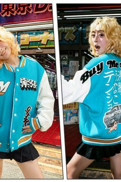 MEDM GTR Varsity Jacket - Y2K Summer Grunge, 90s Retro, Pastel Goth, Y2K Club & Party