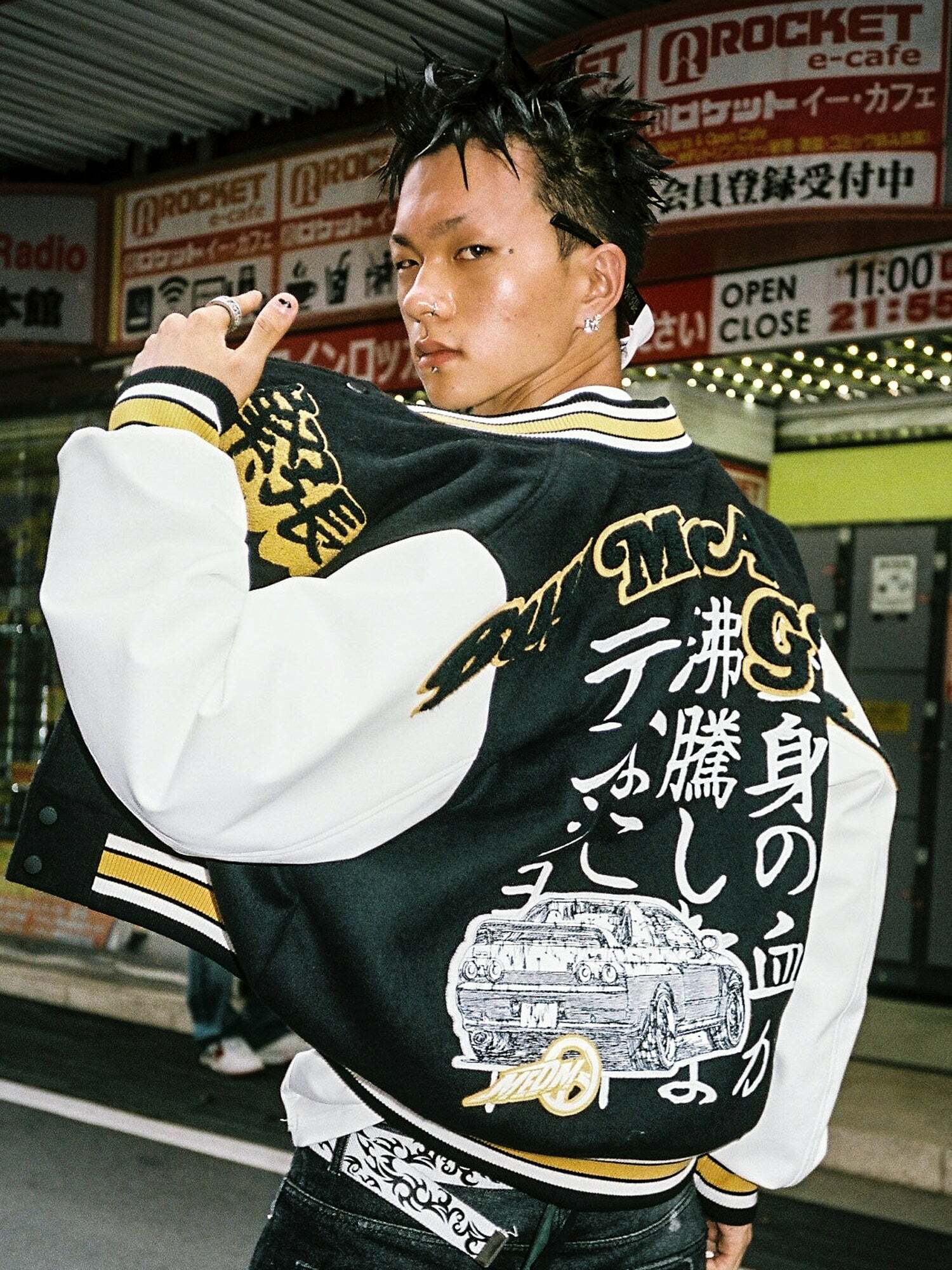 MEDM GTR Varsity Jacket - Y2K Summer Grunge, 90s Retro, Pastel Goth, Y2K Club & Party