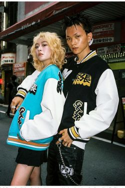 MEDM GTR Varsity Jacket - Y2K Summer Grunge, 90s Retro, Pastel Goth, Y2K Club & Party